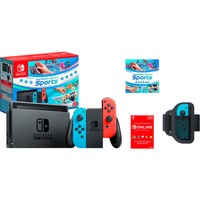 Image of Nintendo Switch with Neon Blue and Neon Red Joy-Con with Switch Sports Bundle