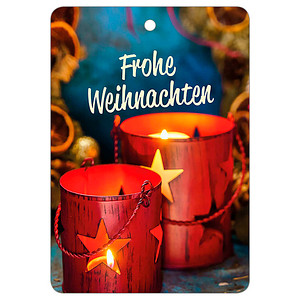 Image of LUMA Geschenkanhänger mehrfarbig Frohe Weihnachten mit Windlicht 10 St.