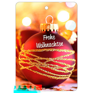 Image of LUMA Geschenkanhänger mehrfarbig Frohe Weihnachten mit rote Kugel 10 St.