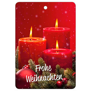 Image of LUMA Geschenkanhänger mehrfarbig Frohe Weihnachten mit roten Kerzen 10 St.
