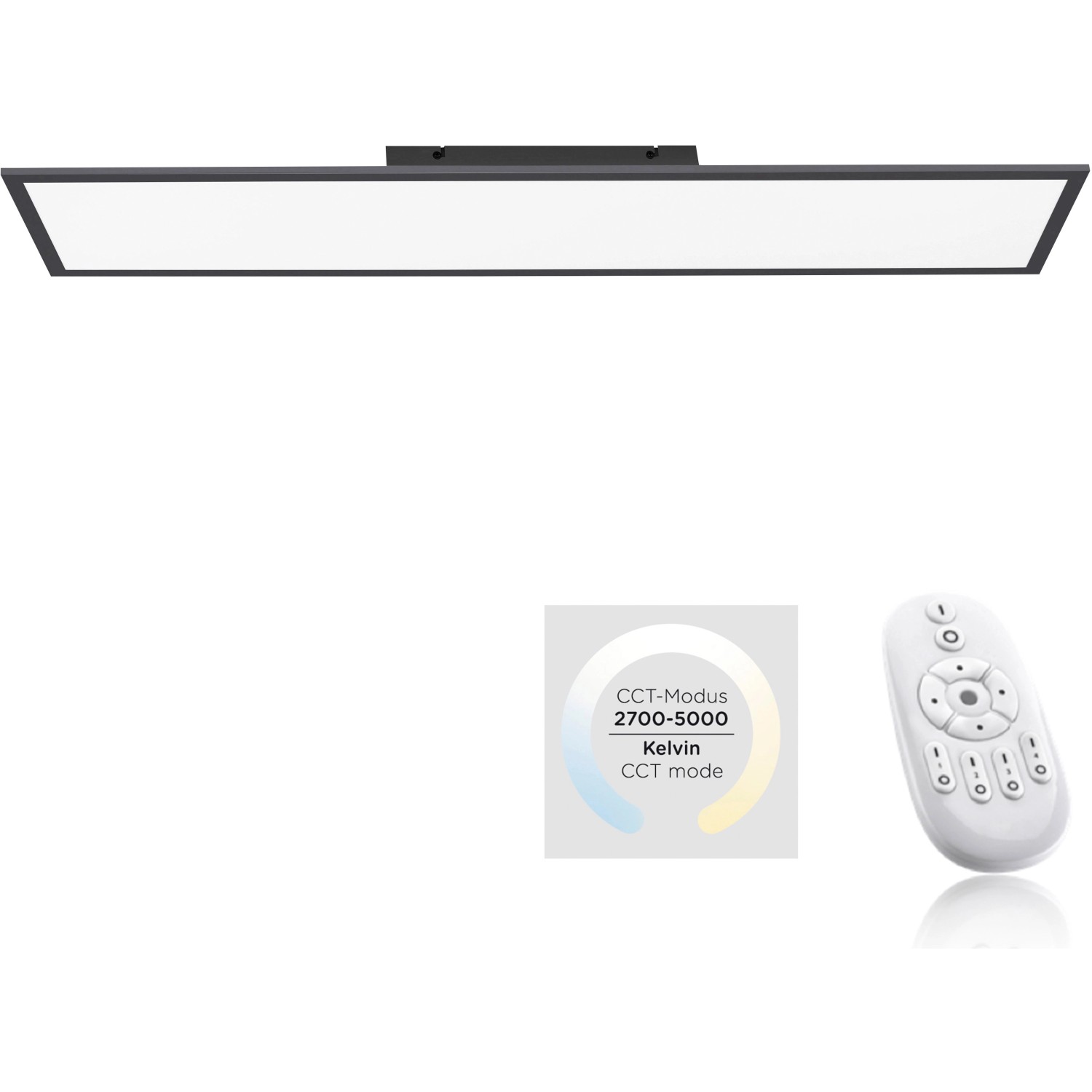 Image of LED-Panel Flat 100 x 25 cm ultraflaches Design 2700 K - 5000 K Schwarz-Weiß