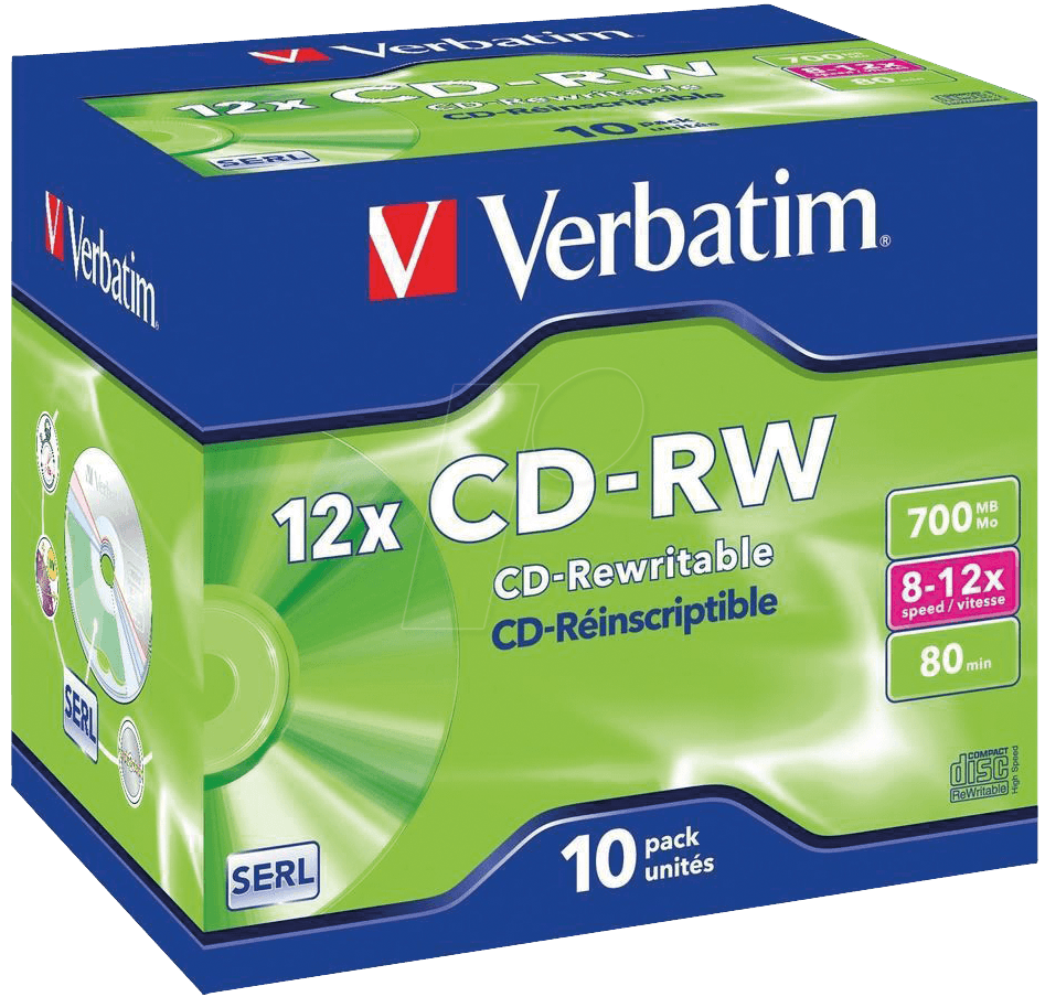 Image of 1x10 Verbatim CD-RW 80 / 700MB 8x - 12x Speed, Jewel Case