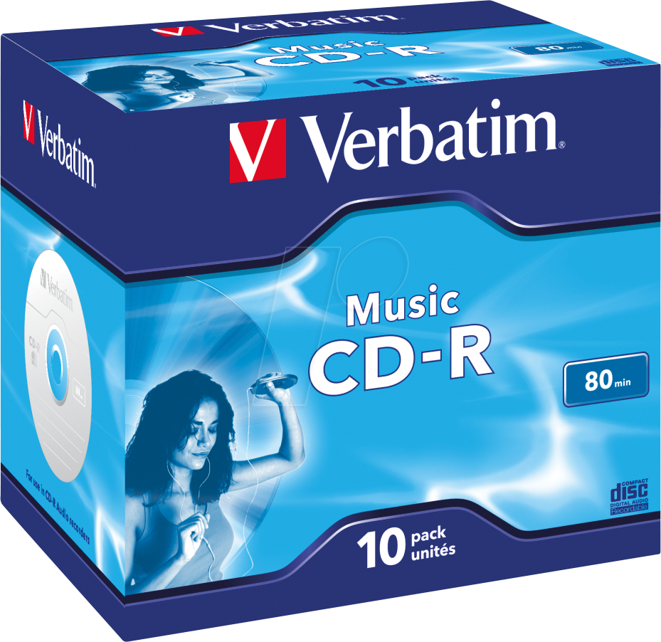 Image of 1x10 Verbatim CD-R 80 / 700MB Audio Color Live it Jewel Case
