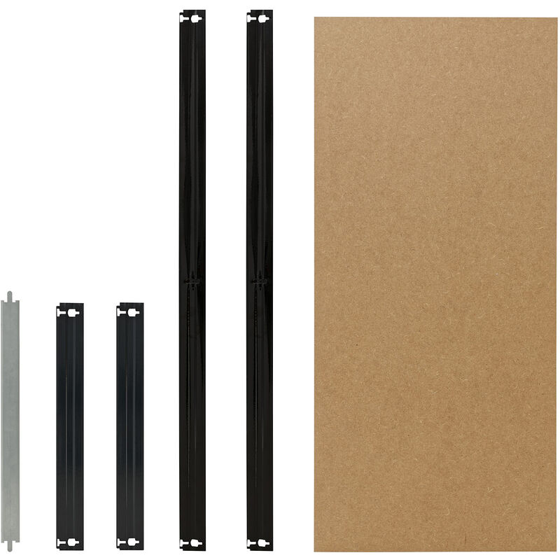 Image of Black 100x23cm Komplettes Fachboden-Set für Steckregale in schwarz / HDF-Fachboden / zusätzliche Fachböden für Schwerlastregale - schwarz - Shelfplaza