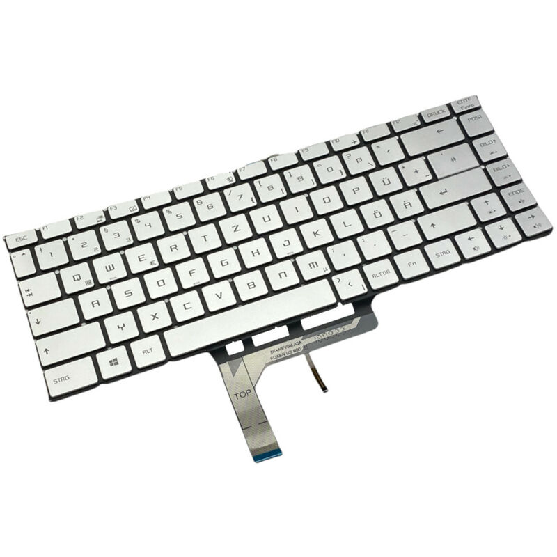 Image of Original Laptop Notebook Tastatur Keyboard Deutsch qwertz für msi GS65 Stealth Thin 8RE 8RF, Stealth 8SE 8SF 8SG / mit Backlight, Silber - Trade-shop