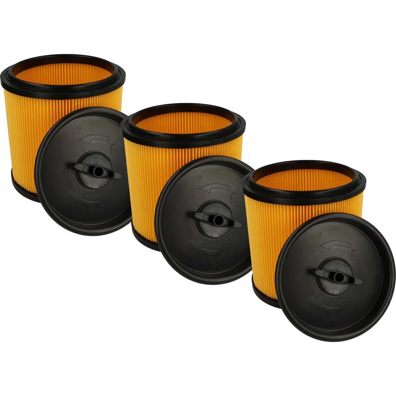 Image of Vhbw - 3x Faltenfilter kompatibel mit Parkside (Lidl) pnts 1400 C1, 1400 F2, 1400 E2, 1400 D1 Staubsauger - Filter, Patronenfilter, schwarz gelb