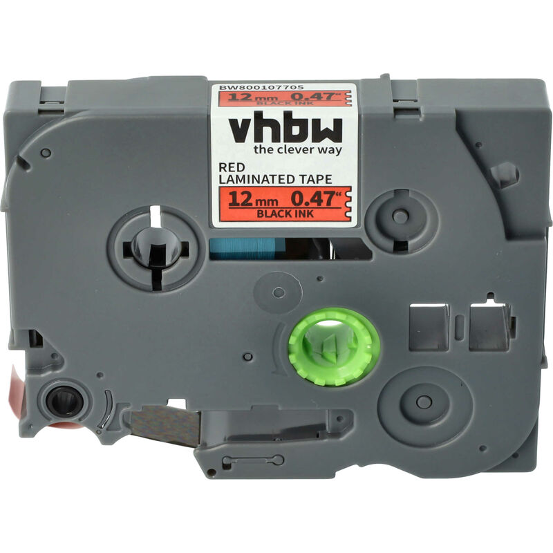 Image of 1x Schriftband-Kassette kompatibel mit Brother pt 2420, 2450, 2420PC, 2430PC, 2450CC, 2450DX, 2430PC Etiketten-Drucker 12mm Schwarz auf Rot - Vhbw