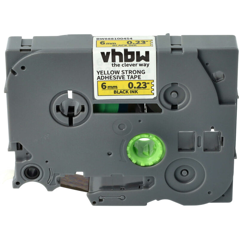 Image of 1x Schriftband-Kassette kompatibel mit Brother pt 2450, 2430PC, 2450CC, 2450DX, 2430PC Etiketten-Drucker 6mm Schwarz auf Gelb, Extra Stark - Vhbw