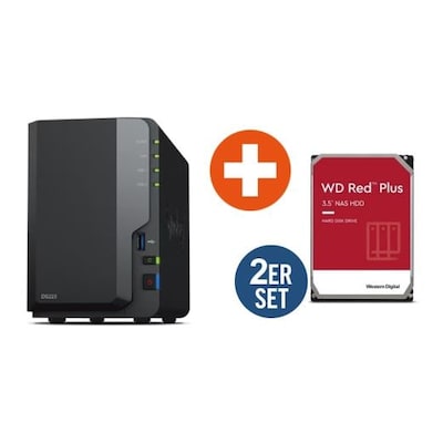 Image of Synology Diskstation DS223 NAS System 2-Bay inkl 2x 8TB WD Red Plus WD80EFPX