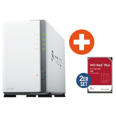 Image of Synology Diskstation DS223j NAS System 2-Bay inkl 2x 8 TB WD Red Plus WD80EFPX