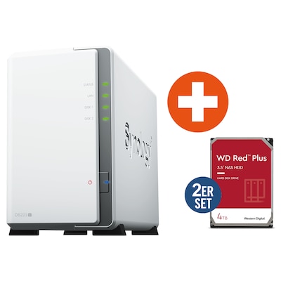 Image of Synology Diskstation DS223j NAS System 2-Bay inkl 2x 4 TB WD RED Plus WD40EFPX