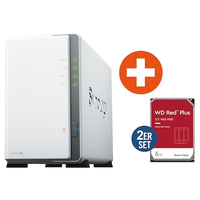 Image of Synology Diskstation DS223j NAS System 2-Bay inkl 2x 6 TB WD RED Plus WD60EFPX