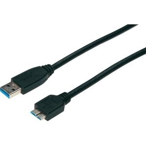 Image of Digitus - USB-Kabel - USB Typ A, 4-polig (M) - 10-polig Micro-USB Typ B (M) - 1,0m (USB3.0) - geformt - Schwarz (AK-300116-010-S)