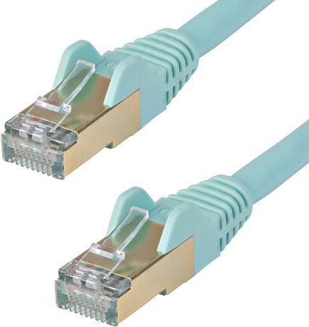 Image of 7.5 m CAT6a Cable - Aqua - RJ45 Ethernet Cable - Snagless - CAT6a STP Cord - Copper Wire - 10Gb - patch cable - 7.5 m - aqua