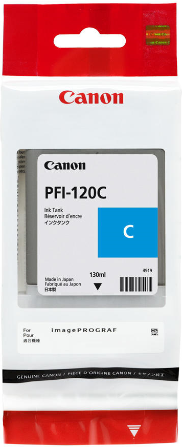 Image of Canon PFI-120 C - 130 ml - Cyan - Original - Tintenbehälter - für imagePROGRAF TM-200, TM-205, TM-300, TM-305 (2886C001)