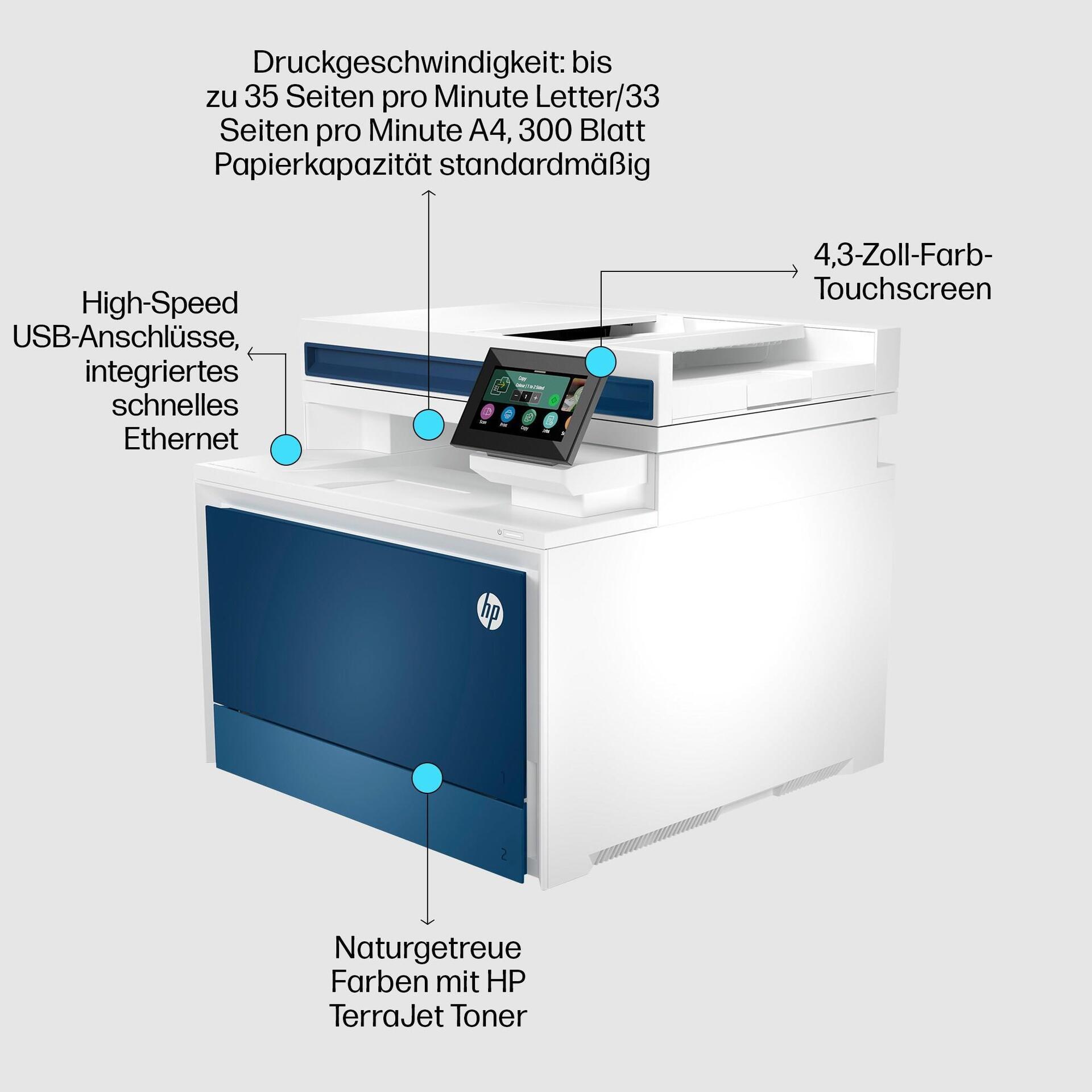 Image of HP Color LaserJet Pro MFP 4302fdn - Multifunktionsdrucker - Farbe - Laser - Legal (216 x 356 mm) (Original) - A4/Legal (Medien) - bis zu 35 Seiten/Min. (Kopieren) - bis zu 35 Seiten/Min. (Drucken) - 300 Blatt - 33.6 Kbps - USB 2.0, Gigabit LAN