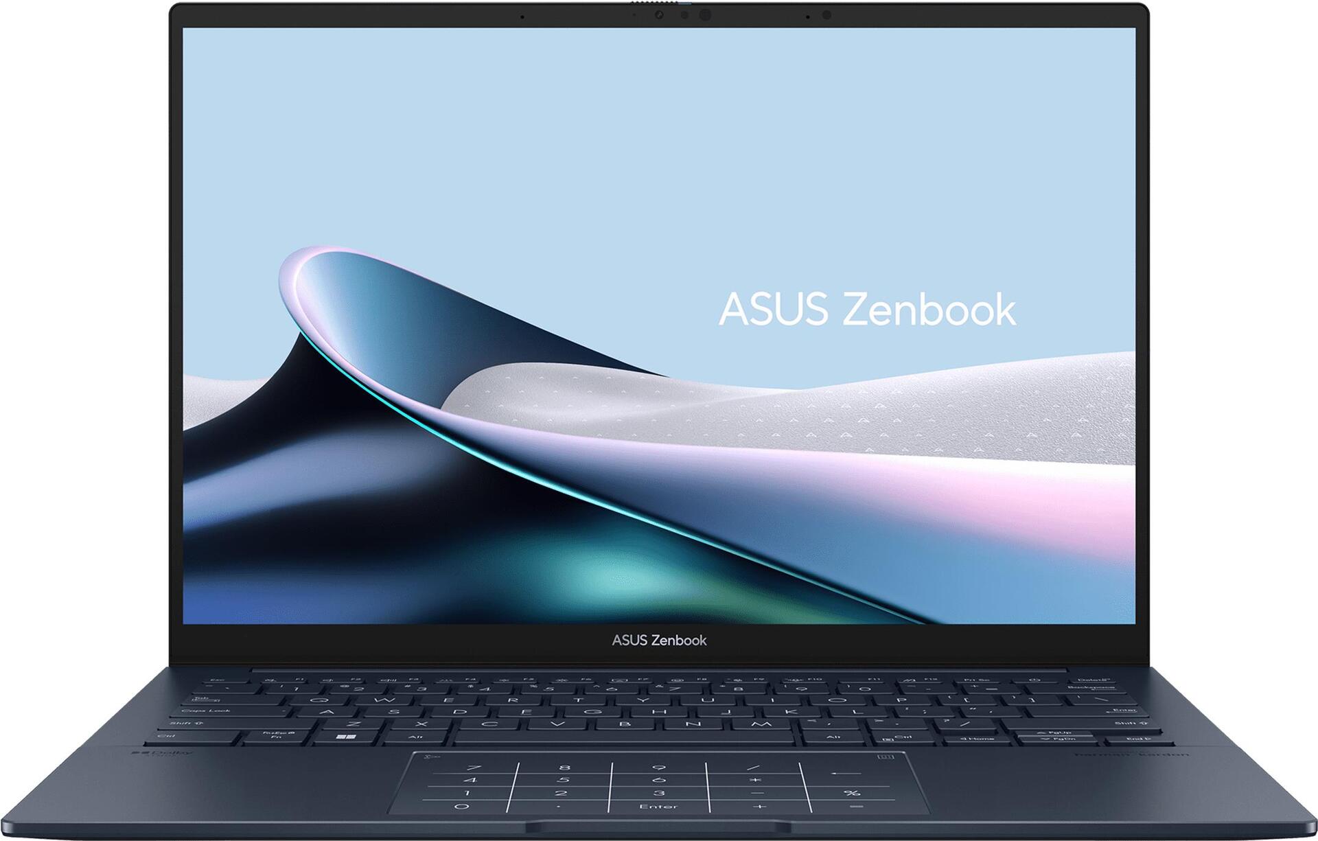 Image of ASUS ZenBook 14 OLED UX3405MA-PP239W Laptop 35,6 cm (14) Touchscreen 3K Intel Core Ultra 7 155H 16 GB LPDDR5x-SDRAM 1 TB SSD Wi-Fi 6E (802.11ax) Windows 11 Home Blau (90NB11R1-M00BY0)