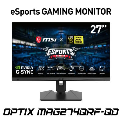 Image of MSI Optix MAG274QRFDE-QD Gaming Monitor - QHD,165Hz, 1ms (GtG) MSI eSport Gaming Monitor, Quantum Dot, NVIDIA G-Sync, FreeSync Premium